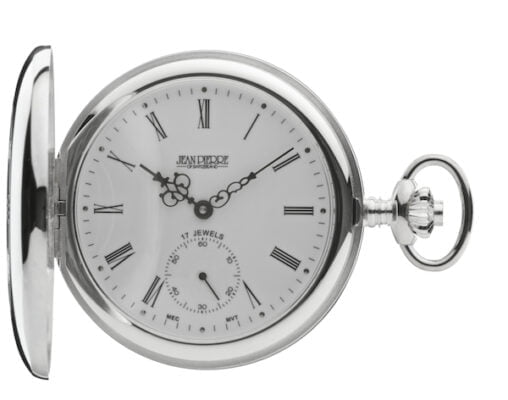 Sterling Silver Half Hunter Mechanical Pocket Watch by Jean Pierre