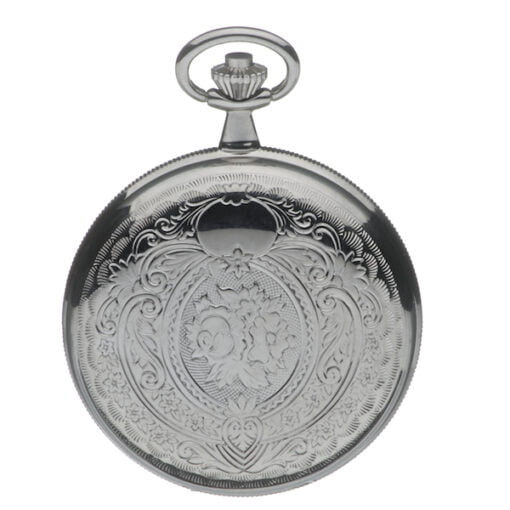 Chrome Plated Twin Lidded Skeleton Mechanical Pocket Watch by Jean Pierre - Image 5