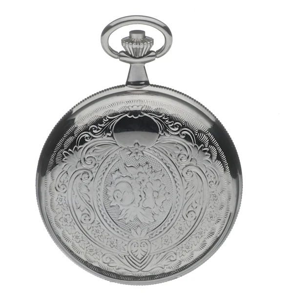 Chrome Plated Twin Lidded Skeleton Mechanical Pocket Watch by Jean Pierre - Image 5