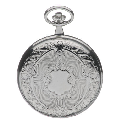 Chrome Plated Twin Lidded Skeleton Mechanical Pocket Watch by Jean Pierre - Image 6