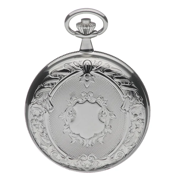 Chrome Plated Twin Lidded Skeleton Mechanical Pocket Watch by Jean Pierre - Image 6