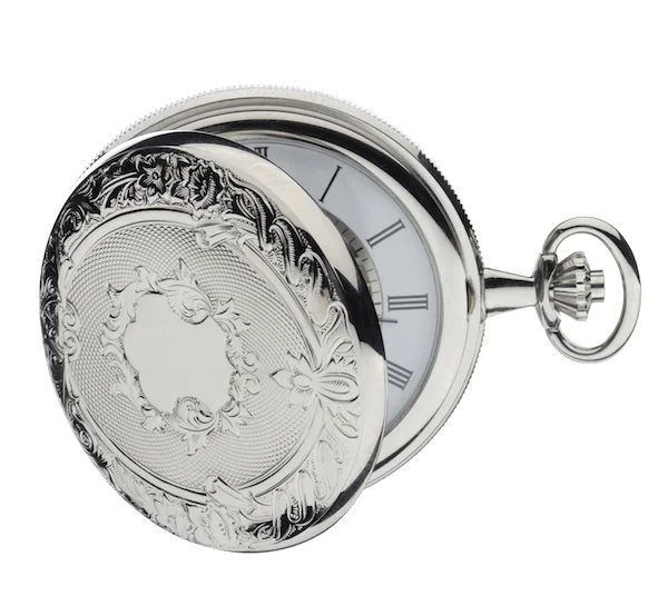 Chrome Plated Twin Lidded Skeleton Mechanical Pocket Watch by Jean Pierre - Image 2