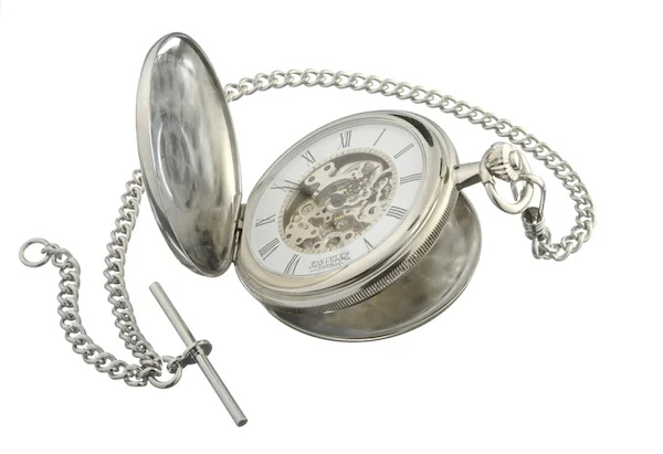 Chrome Plated Twin Lidded Skeleton Mechanical Pocket Watch by Jean Pierre - Image 4