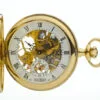 Gold Plated Half Hunter Skeleton Mechanical Pocket Watch by Jean Pierre