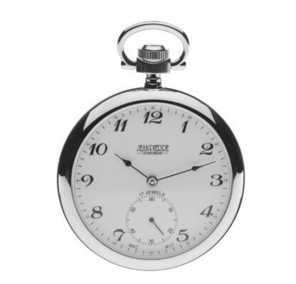 Chrome Plated Open Face Mechanical Pocket Watch by Jean Pierre
