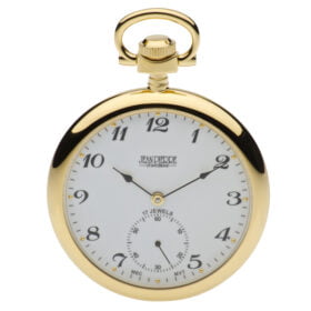 Gold Plated Open Face Mechanical Pocket Watch by Jean Pierre
