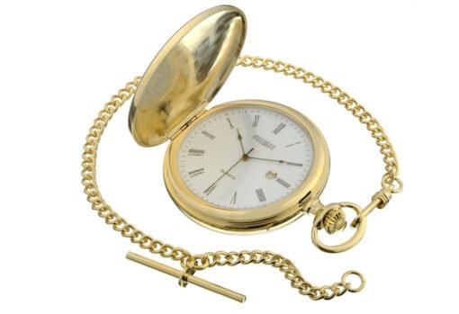 Gold Plated Quartz Calendar Full Hunter Pocket Watch by Jean Pierre - Image 3