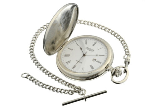 Chrome Plated Quartz Date Full Hunter Pocket Watch by Jean Pierre - Image 2