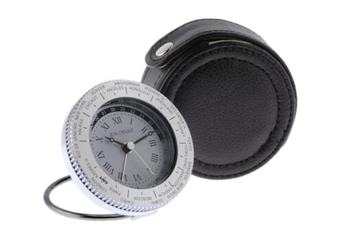Jean Pierre Chrome World Time with Alarm Travel Clock