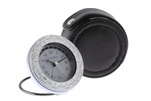 Jean Pierre Chrome World Time with Alarm Travel Clock
