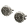 Jean Pierre Chrome Plated Black Quartz Watch Post Cufflinks