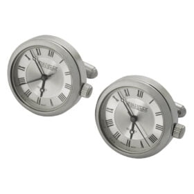 Jean Pierre Chrome Silver Dial Watch Cufflinks