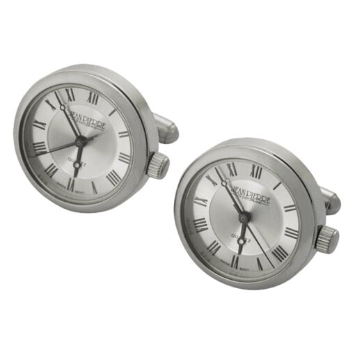 Jean Pierre Chrome Silver Dial Watch Cufflinks