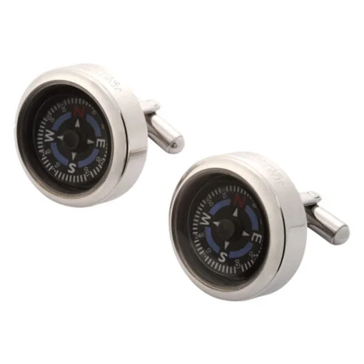Jean Pierre Chrome Plated Compass Cufflinks