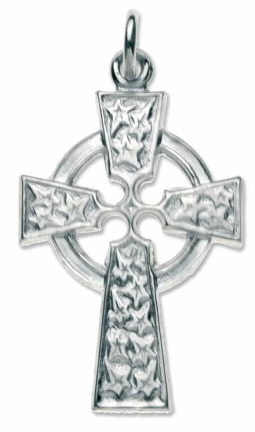 Sterling Silver Large Embossed Celtic Cross