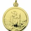 9ct Yellow Gold Medium Round St Christopher Pendant