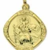 9ct Yellow Gold Square Reversible Medium St Christopher Pendant