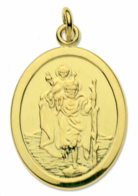 9ct Yellow Gold Oval St Christopher Pendant