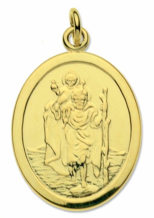 9ct Yellow Gold Oval St Christopher Pendant