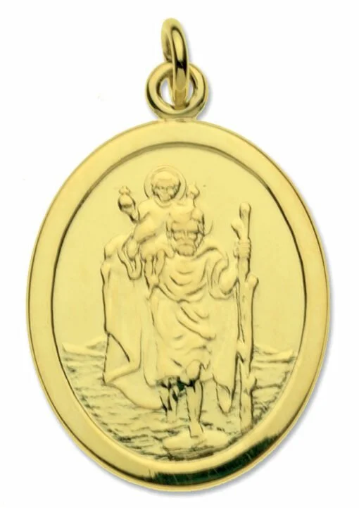 9ct Yellow Gold Oval St Christopher Pendant