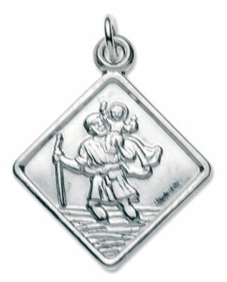 Sterling Silver Small Square St Christopher Pendant