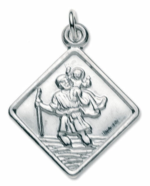Sterling Silver Small Square St Christopher Pendant