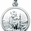 Sterling Silver Round Medium St Christopher Pendant