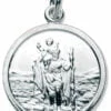 Sterling Silver Round Medium St Christopher Pendant