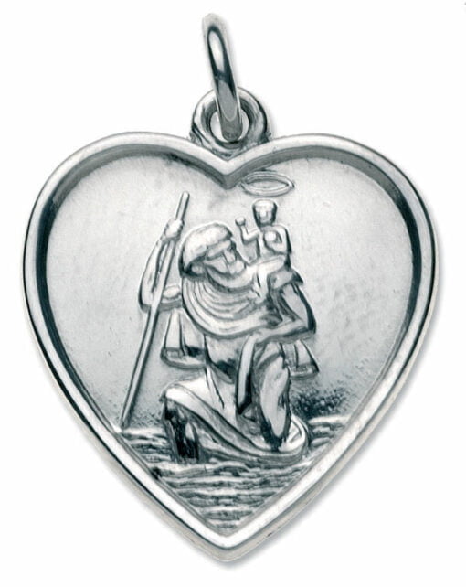 Sterling Silver Heart St Christopher Pendant