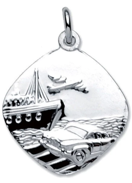 Sterling Silver Square Double Sided Medium St Christopher Pendant - Image 2