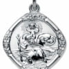 Sterling Silver Square Double Sided Medium St Christopher Pendant