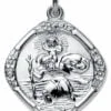Sterling Silver Square Double Sided Medium St Christopher Pendant