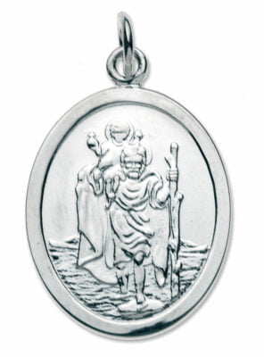 Sterling Silver Oval St Christopher Pendant