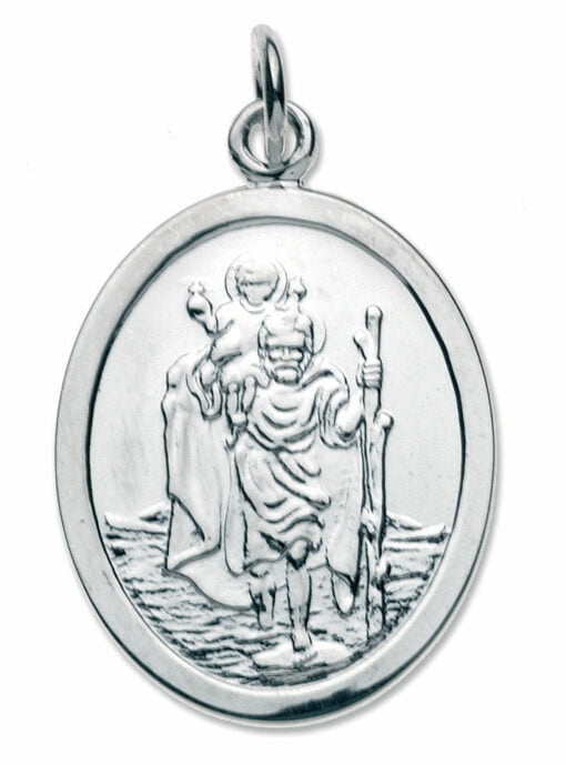 Sterling Silver Oval St Christopher Pendant
