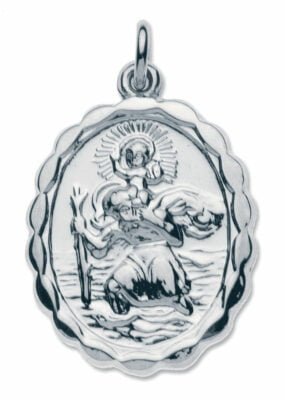 Sterling Silver Oval Reversible St Christopher Pendant