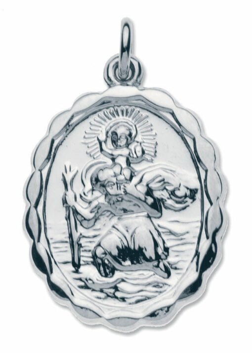 Sterling Silver Oval Reversible St Christopher Pendant