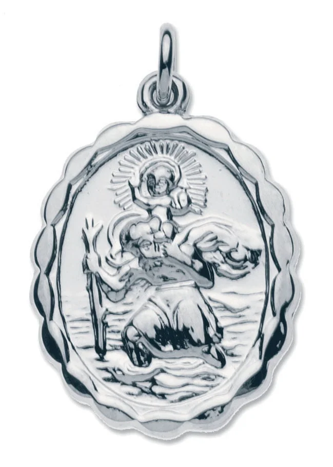 Sterling Silver Oval Reversible St Christopher Pendant