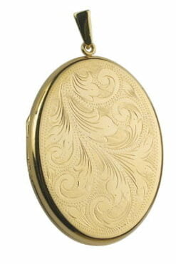 9ct Yellow Gold Large Fully Engraved Oval Locket