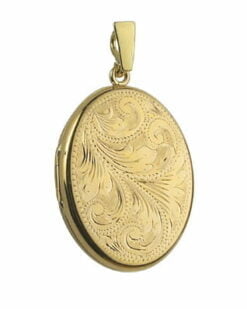 9ct Yellow Gold Midi Full Engraved Oval Locket