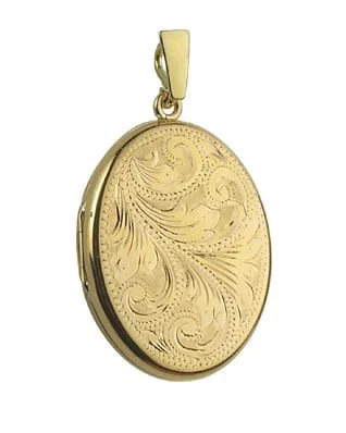 9ct Yellow Gold Midi Full Engraved Oval Locket