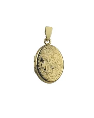 9ct Yellow Gold Mini Full Engraved Oval Locket