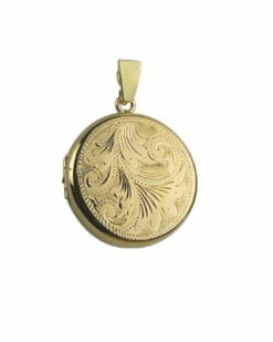 9ct Yellow Gold Fully Engraved Round Locket