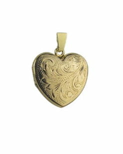 9ct Yellow Gold Small Full Engraved Heart Locket