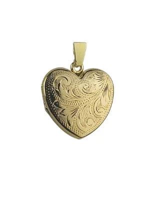 9ct Yellow Gold Small Full Engraved Heart Locket