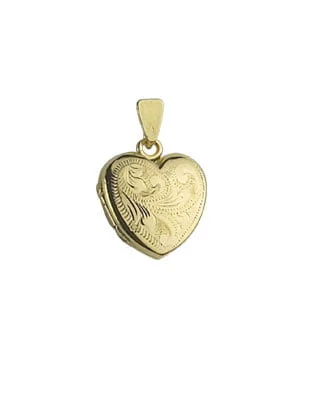 9ct Yellow Gold Mini Full Engraved Heart Locket