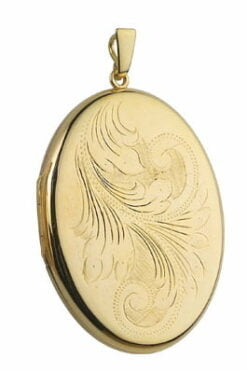 9ct Yellow Gold Large Simple Engraved Oval Locket