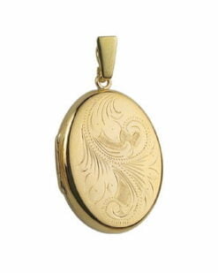 9ct Yellow Gold Medium Simple Engraved Oval Locket
