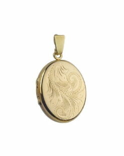 9ct Yellow Gold Small Simple Engraved Oval Locket