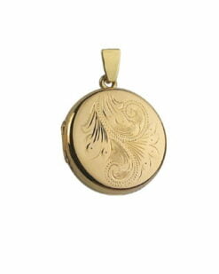 9ct Yellow Gold Simple Engraved Round Locket