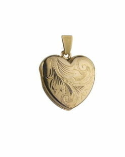 9ct Yellow Gold Small Simple Engraved Heart Locket